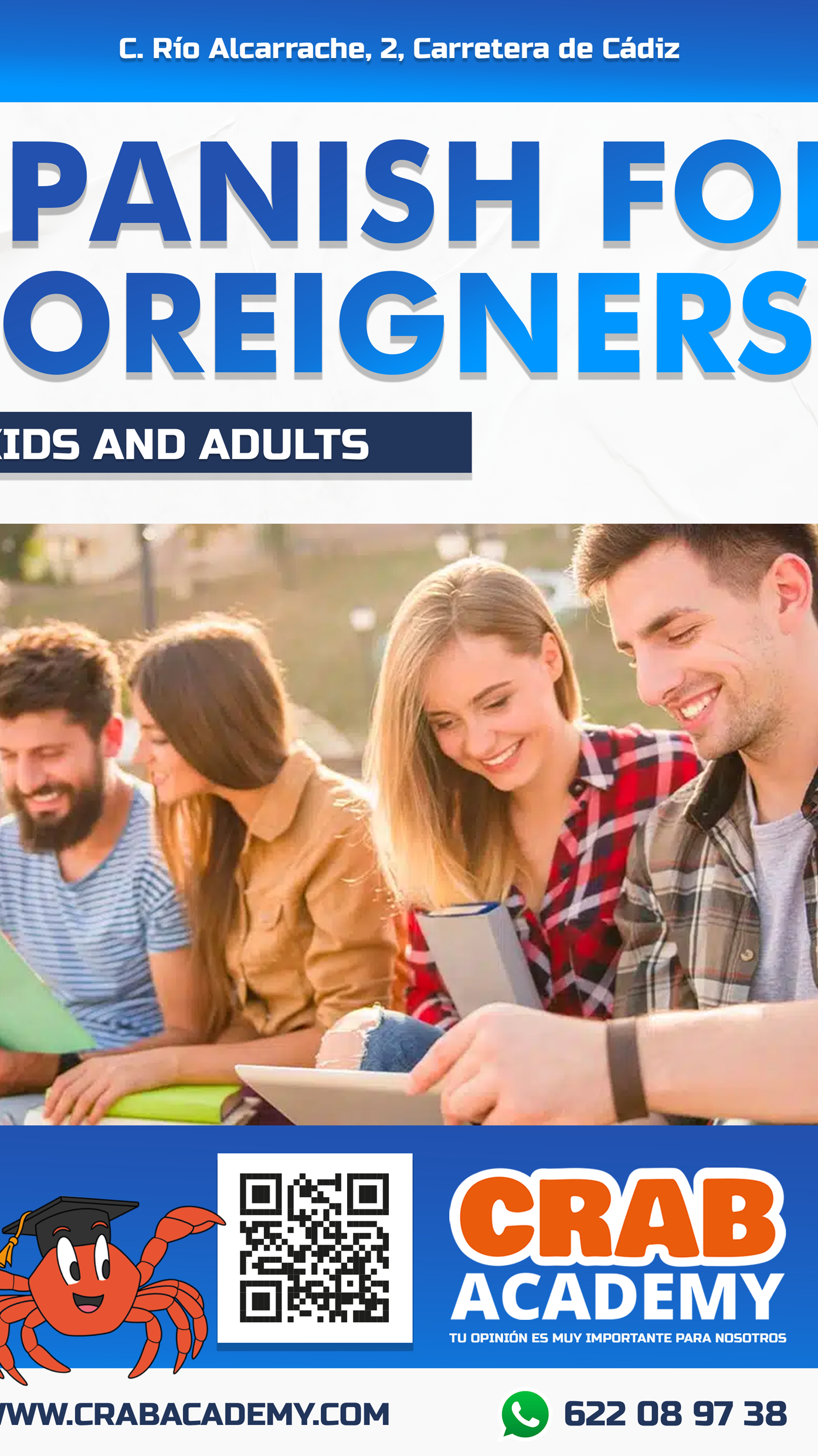 SPANISH FOR FOREIGNERS FLYER uai LGP Lemingate Agencia de Publicidad Crab Academy
